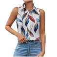 thumbnail image 2 of Tank Tops for Women Plus Size under $5 Sleeveless Turdown Collar Button Casual Print Blouse, 2 of 6