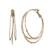 Time and Tru Gold Triple Layer Hammered Hoop Earring