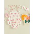 thumbnail image 2 of Bagilaanoe Newborn Baby Girl Summer Rompers Print Sleeveless Bodysuits + Headband 6M 12M 18M 24M Infant Casual One Piece Jumpsuit, 2 of 9