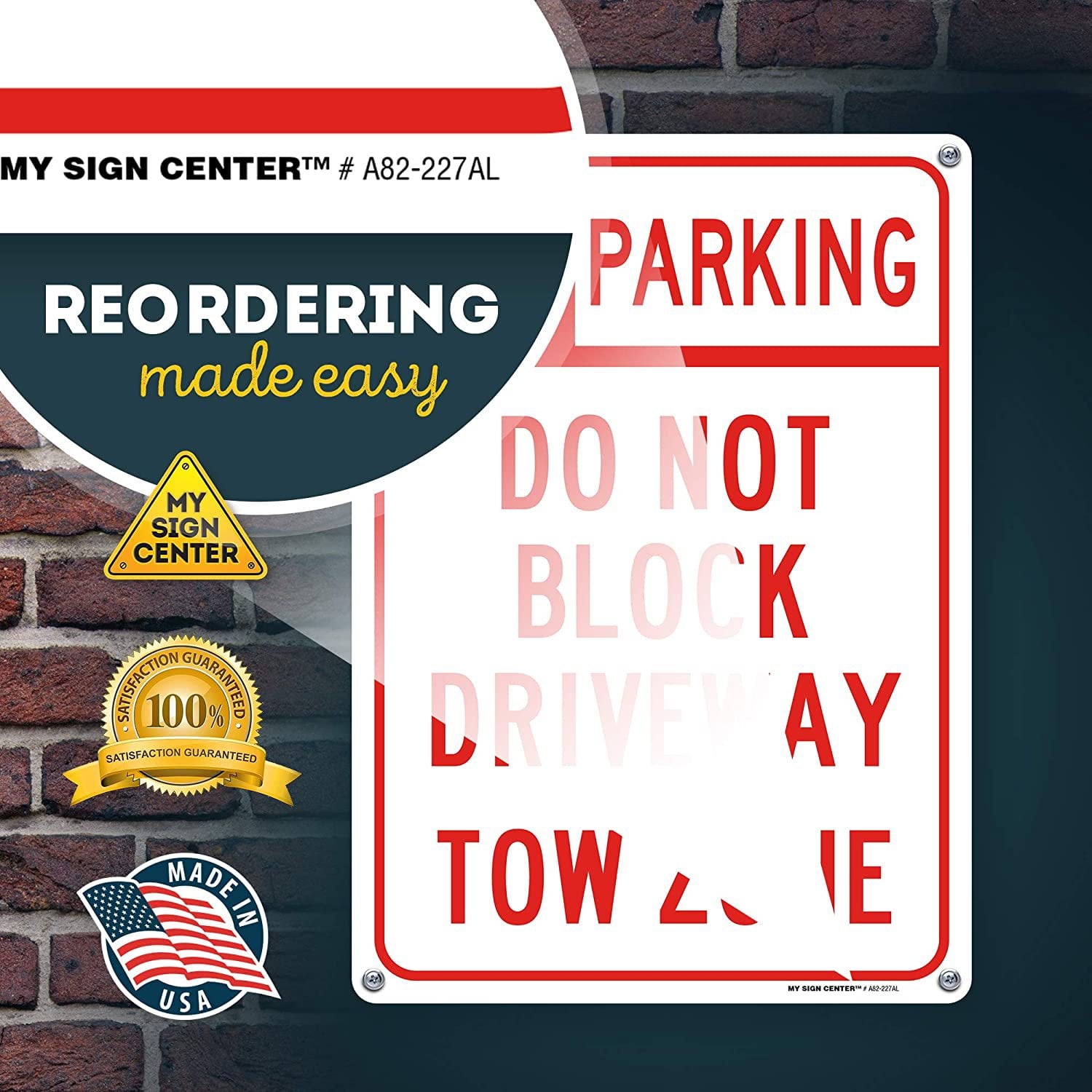 No Parking In Driveway Sign Plaque in 7 Sizes and 30 colours Outdoor UV Rated 