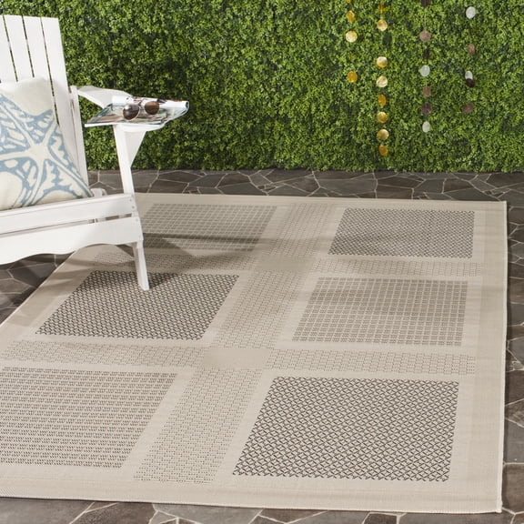 Safavieh Courtyard Eileen Geometric Indoor/Outdoor Area Rug, Sand/Black, 6'7" x 9'6"