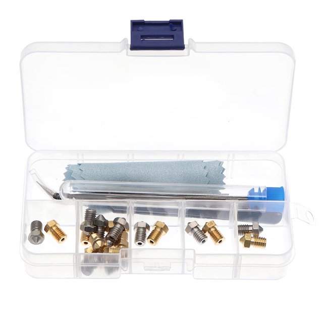 Speravity Kit de boquillas de impresora 3D de 25 piezas Boquilla MK8 de acero inoxidable Cabezal de impresión de extrusora profesional con herramienta de Herramientas y ferretería Speravity TO003418-00