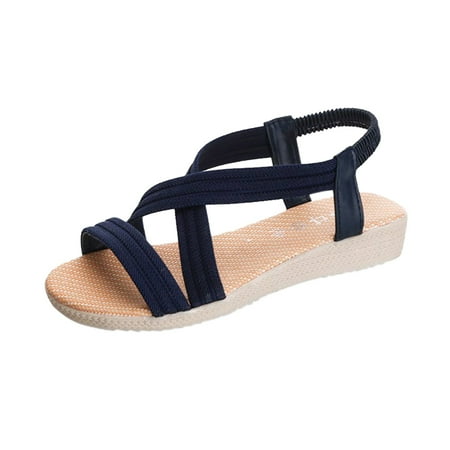 

knqrhpse slippers for women Open toe Cross Strap Flat Non-slip Beach Shoes Sandals Sandals womens slippers house slippers for women