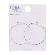 Time and Tru Adult Womens Silver Tone Large Metal Hoop Earring