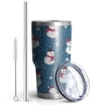 thumbnail image 2 of 30oz Blue Christmas Snowman Pattern Tumblers Stainless Steel Tumbler with Lid and Straw,Vacuum Insulated Double Wall Travel Tumbler Cups Mug with Cleaning Brush for Coffee,Tea, 2 of 7