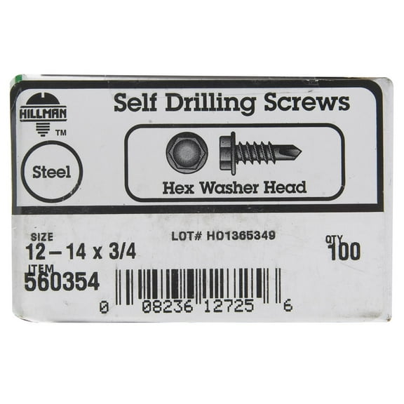 Hillman Self-Drilling Screw - Rust Resistant Metal, 12-14x3/4, Number 12, 3 Inch