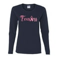thumbnail image 2 of Wild Bobby, Fearless Pink Ribbon Support Warrior Women, Breast Cancer Awareness, Women Graphic Long Sleeve Tee, Navy, XX-Large, 2 of 5