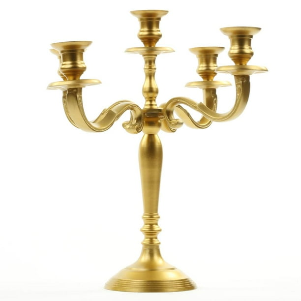 Koyal Wholesale 5 Arm Metal Candelabra Candle Holder, 24" Gold
