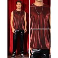 thumbnail image 4 of DARING DIVA Men's Glitter Tank Top Sleeveless Disco See Through Sparkly Vest XL Red, 4 of 6