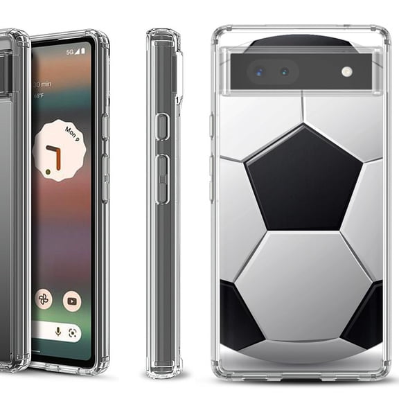 Shockproof Bumper Phone Case for Google Pixel 6a, by OneToughShield ® - Soccer