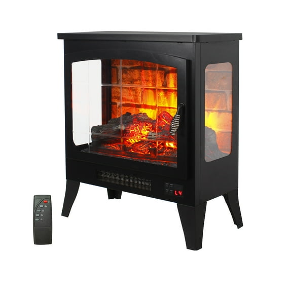 LiviNest 21 inch Electric Fireplace Heater: Freestanding Indoor Stove with 3D Flame Effect - Retro Industrial Design for Creative Studios & Art Spaces with Remote Control & Portable Heating