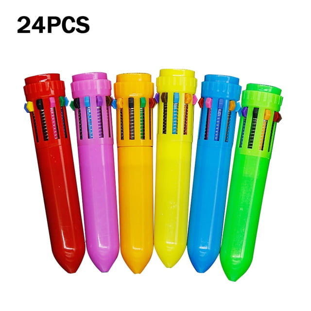 Seitruly 24pcs 10 en 1 Bolígrafos retráctiles Bolígrafo multicolor Suministros de papelería de oficina Color aleatorio Suministros de escritura y corrección