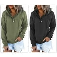 thumbnail image 2 of Sonducket Sudadera con capucha abotonada para mujer con bolsillo, jersey de manga larga, sudadera con cordón, gorra, ropa para correr, accesorios, verde S Abrigos y chamarras Rosa L Sonducket AP009590-18, 2 of 6