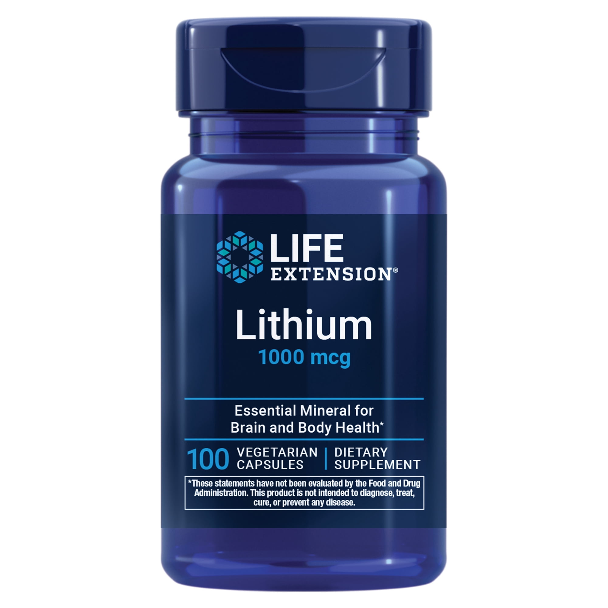 Life Extension, Lithium, 1000 mcg, lithium orotate, brain health and function, DNA health supplement, healthy aging, vegetarian, 100 capsules