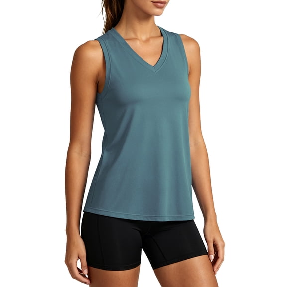NELEUS Womens Workout Tops for Casual Athletic Running Gym V Neck Loose Fit Yoga Shirts Summer Tees,Blackish Green,US Size M