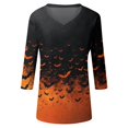 thumbnail image 6 of Trgacdwlo S-5XL Halloween Shirts for Women 2026 Vintage Ghost Pattern V Neck Womens 3/4 Sleeve Tops Fall Cat Pumpkin Print Pullover for Women, 6 of 7