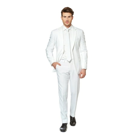 OppoSuits Men's White Knight Solid Suit