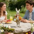 thumbnail image 2 of Bunny Figurine with Clock and Top Hat – Easter Rabbit Table Clock, Decorative Spring Home Accent, 2 of 6