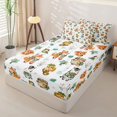 thumbnail image 2 of Castle Fairy Cute Fox Bear Monkey Zebra Zipper Twin Comforter Sets with Fitted Sheet and 2 Pillowcases,Happy Camping Animal Zipper Bedding Set,Off White Green,Reversible,4-Piece, 2 of 6