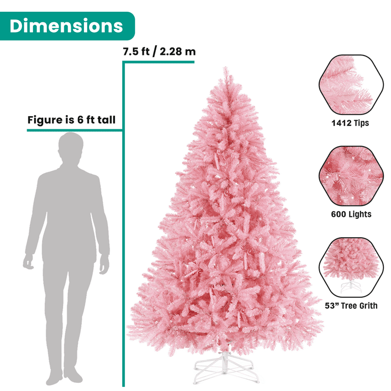 Buy Puleo pink glitter Christmas Tree 7.5 pre-lit slim