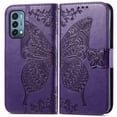 thumbnail image 2 of Dteck for OnePlus Nord N200 5G 2021 Released Embossed Butterfly Flower Premium PU Leather [Folio Flip][Kickstand][Card Slots][Wrist Strap] Cover, Darkpurple Butterfly, 2 of 6