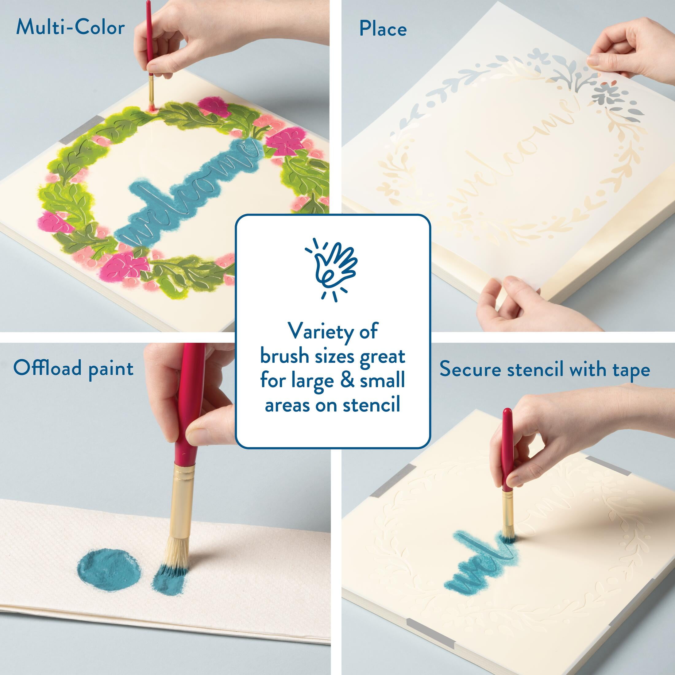 Hello Hobby Premium Stencil Brush Set, 7 Pieces, Multicolor