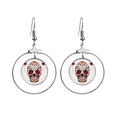 thumbnail image 1 of Flor Cirrus ojos white Sugar Skull Los pendientes cuelgan del aro de la joyería del círculo de la gota Unbranded M, 1 of 3
