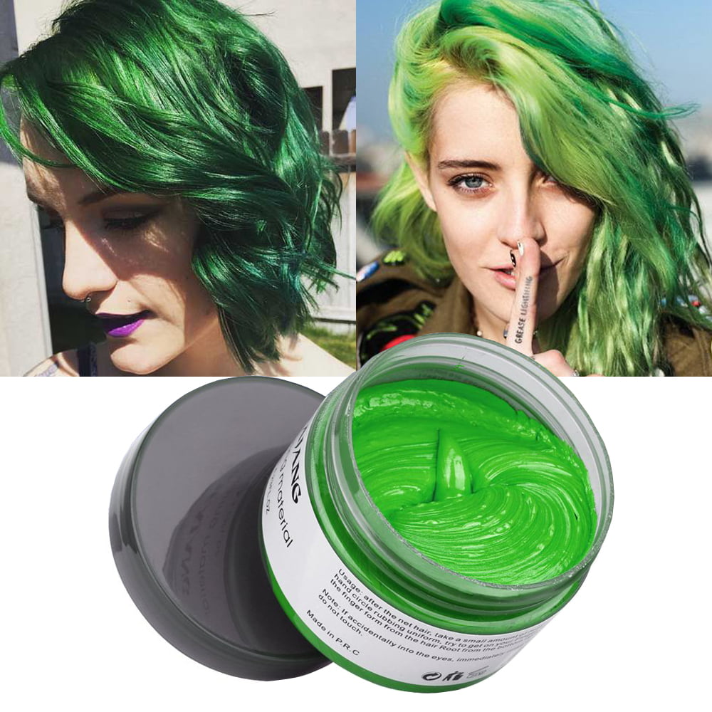 Temporary Hair Color Wax, Green Hair Dye Clay Natural Temporary Hairstyle  Cream or Hairstyle Wax for Party, Cosplay, Date (Green) 