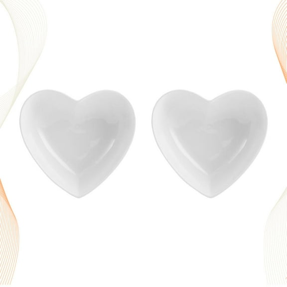 OUNONA 2 Pcs Charcuterie Mini Heart Shaped Ceramic Dish Appetizer Plates 8*7.5CM White