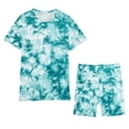thumbnail image 2 of 2 Piece Sets for Women Fashion Casual Print Crewneck Short Sleeve Oversized T Shirt Drop Shoulder Tops And Shorts Sets, 2 of 5