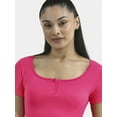 thumbnail image 4 of No Boundaries Seamless Scoop Henley Tee, Women's, 4 of 5