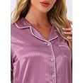 thumbnail image 5 of INSPIRE CHIC Women's Pajama Sets Short Sleeve Button Down Top with Shorts Lounge Sets M Stripe Purple, 5 of 5