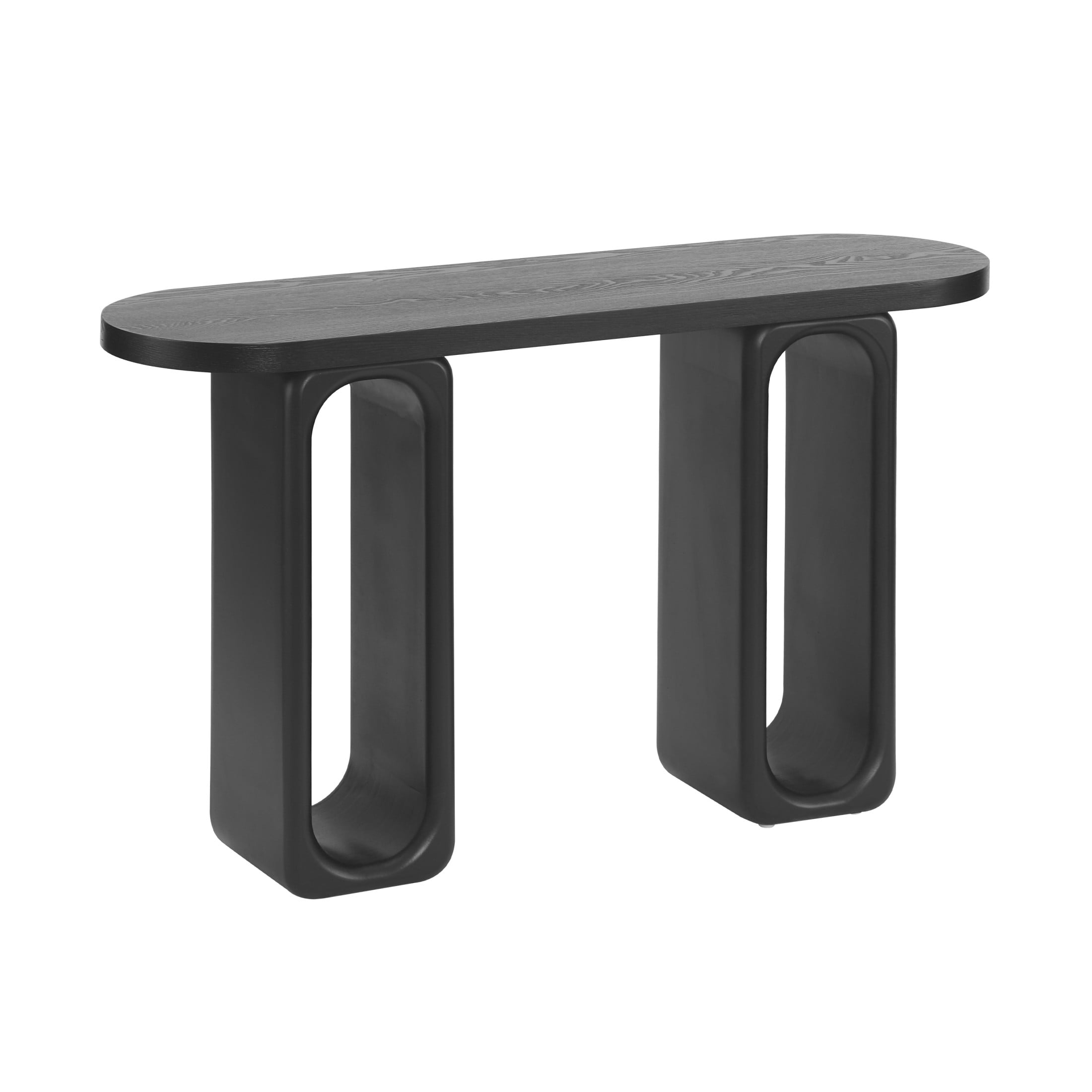 Christopher Knight Home 50" Modern Console Table with Oval Cutout Legs, Thick Rounded Tabletop, Black