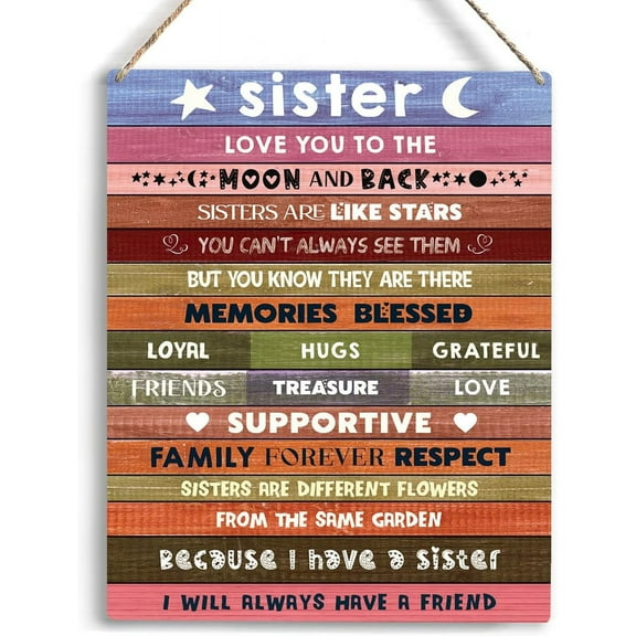 8x10 Inch Sister Birthday Gifts From Sister Gifts For Sister Love Sister Wooden Hanging Sign Thank You Christmas Birthday Gifts For Women Her From Little Sister Big Sister Gifts Wall Home Decor