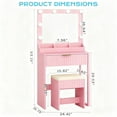 thumbnail image 2 of Zimtown Vanity Desk Set with Mirror, Makeup Vanity Table with 8 LED Lights and Charging Station, Dressing Desk for Bedroom, Pink, 2 of 9