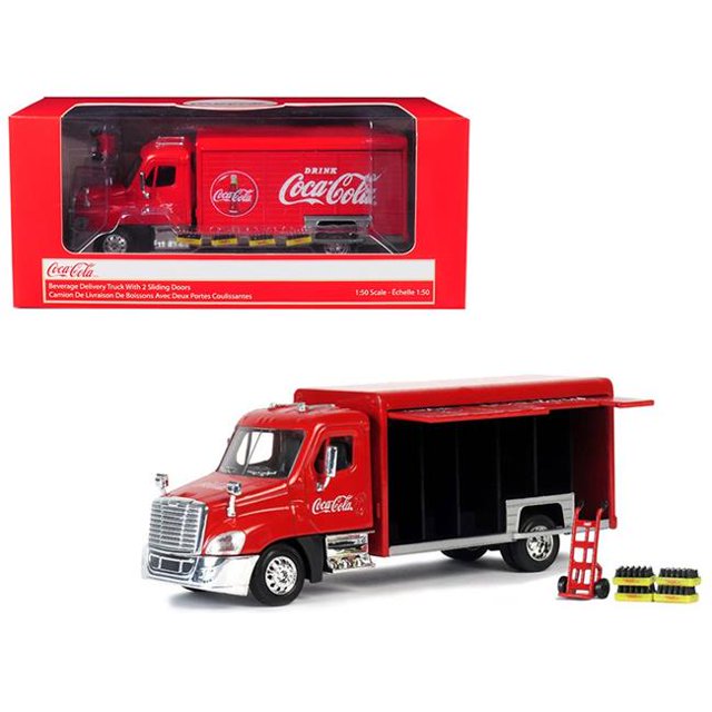 Motorcity Classics Beverage Delivery Truck Coca-Cola with Handcart & 4 Bottle Cases 1-50 Diecast Model