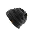 thumbnail image 3 of Trendy Warm CC Chunky Soft Stretch Cable Knit Soft Beanie, Dark Melange Grey, 3 of 3