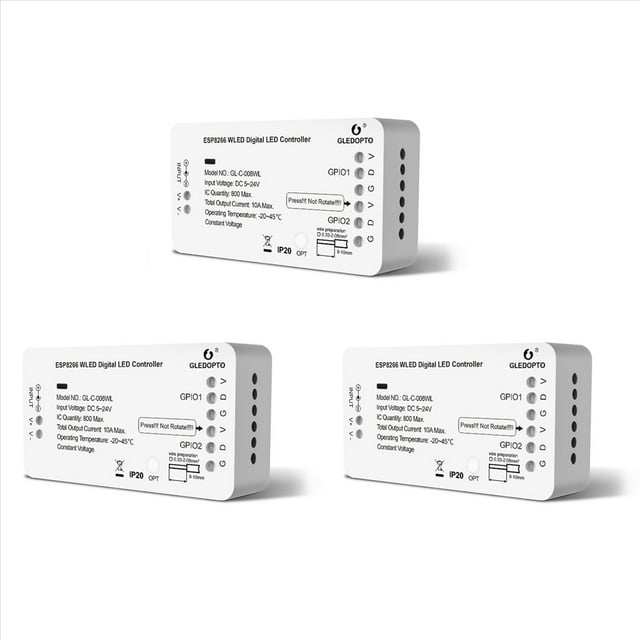 3X Controlador LED WLED ESP32, Regulador Inteligente con Función de Color Segmentado 800IC para Tiras de Luces RGBWS2811/2812B/2813 con WIFI