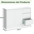 thumbnail image 2 of Alacenas para Cocina, Alacenas para Despensa con 2 Puertas y 3 Cajón, Mueble Aparador para Sala de Estar, Comedor, Oficina 120X36X80CM(Blanco), 2 of 8