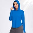 thumbnail image 6 of HappyYEE Women's Sun Hooded Shirts Pullover Long Sleeve Rash Guard Thumb Sleeve Loose Summer Upf 50+ Sun Protection Tops Blue XXL, 6 of 9