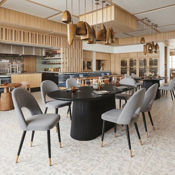 Menlo Dining Chair Gray Dining Chair, Modern Style, Soft and smooth velvet fabric, Plywood, Indoor Dining