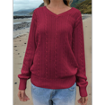 thumbnail image 4 of Womens Cable Knit Soft Business Casual Trendy Classic Pullover Sweaters Fall Outfits Wine Red M, 4 of 7