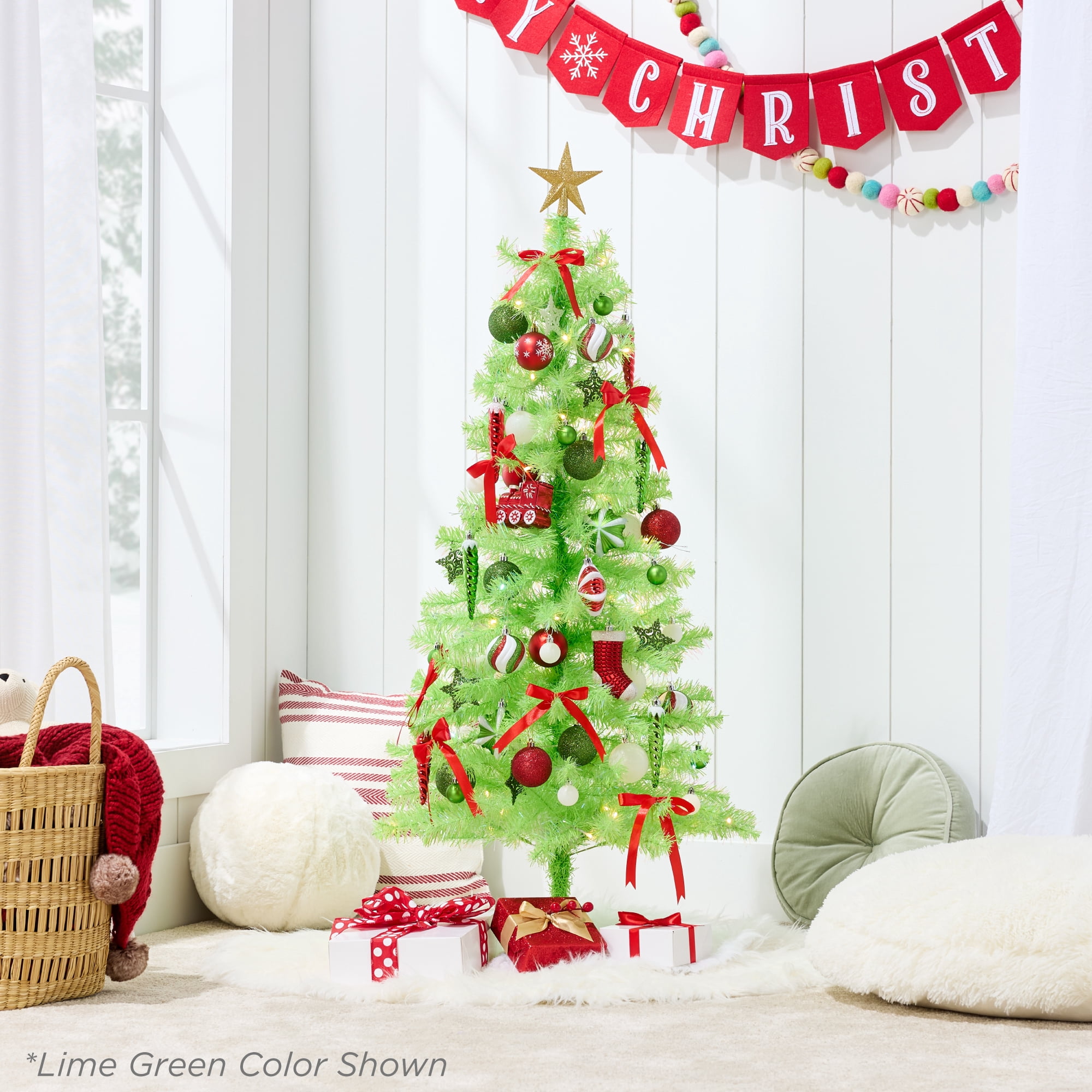 Best Choice Products 4ft Pre-lit Colored Christmas Tree, Artificial Tree Holiday Decor w/ LED Lights -Baby Blue