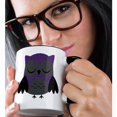 thumbnail image 2 of 3drose, Pretty Purple Damask Owl, 15oz Two-tone Black Mug, 2 of 6