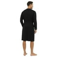 thumbnail image 2 of Defitshape Men's Cotton Long Robe Soft Long Sleeve Summer Spring Lightweight Knee Length Pocket Comfy House SPA Hotel Hot Tub V Neck Bathrobe Black Large, 2 of 5