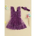 thumbnail image 2 of aturustex Toddler Girls Rompers Dress Outfits 0 3M 6M 12M 18M 24M Newborn Infant Baby Sleeveless Bodysuits Dress Square Neck Romper Lace 3D Flower Mese Daily Summer Clothes for Holiday Party, 2 of 7