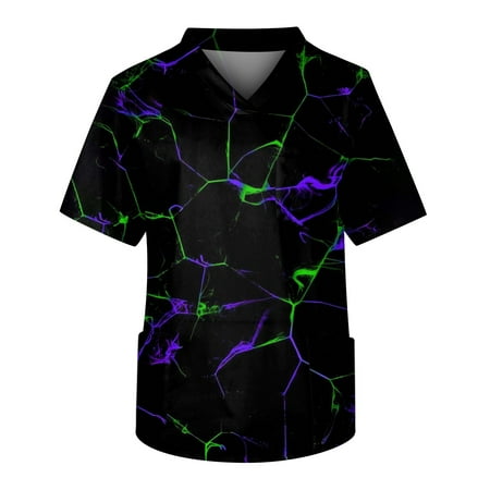 

Mlqidk Tie dye Printed Scrub Tops Men Tie dye Scrubs for Men Stretch Kids Friendly Soft Comfy Plus Size Scrub Tops with Pockets Black M