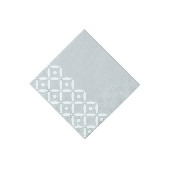 Silver Geometric Bev Napkin - Party Supplies - 16 Pieces