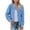 Sky Blue, variant on Women's Fashion Warm Shearling Zip Up Solid Jacket Khaki Yellow M