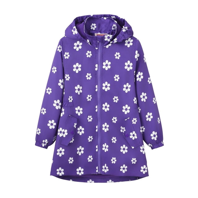 Veste Décontractée en Velours Imprimé pour Filles, Manches Longues, Col Montant, Poche, Capuche